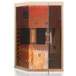 Dewello Ottawa Infrarotkabine 140x120 cm, 1–2 Personen, Hemlock, Vollspektrum, LED, Bluetooth – Bild 2