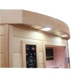 Dewello Lakefield Infrarotkabine 120x120 cm, 1–2 Personen, Hemlock, Vollspektrum, LED, Bluetooth – Bild 3