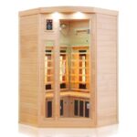 Dewello Lakefield Infrarotkabine 120x120 cm, 1–2 Personen, Hemlock, Vollspektrum, LED, Bluetooth – Bild 2