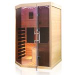 Dewello Ottawa Infrarotkabine 140x120 cm, 1–2 Personen, Hemlock, Vollspektrum, LED, Bluetooth – Bild 3