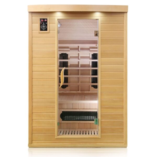 Dewello Laval Plus Infrarotkabine 135x105 cm, 1–2 Personen, Hemlock, Keramikstrahler, LED, Bluetooth