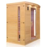 Dewello Pierson Infrarotkabine 160x105 cm, 2–3 Personen, Hemlock, Vollspektrum, LED, Bluetooth – Bild 8
