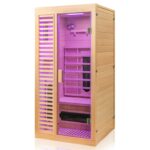 Dewello Hamlin Infrarotkabine 90x90 cm, 1 Person, Hemlock, Keramikstrahler, LED, Bluetooth – Bild 4