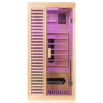 Dewello Hamlin Infrarotkabine 90x90 cm, 1 Person, Hemlock, Keramikstrahler, LED, Bluetooth
