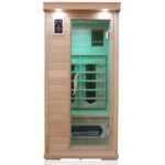 Dewello Windsor Infrarotkabine 90x90 cm, 1–2 Personen, Hemlock, Keramikstrahler, LED, Bluetooth – Bild 5