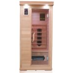 Dewello Windsor Infrarotkabine 90x90 cm, 1–2 Personen, Hemlock, Keramikstrahler, LED, Bluetooth