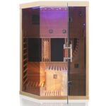 Dewello Ottawa Infrarotkabine 140x120 cm, 1–2 Personen, Hemlock, Vollspektrum, LED, Bluetooth