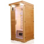 Dewello Windsor Infrarotkabine 90x90 cm, 1–2 Personen, Hemlock, Keramikstrahler, LED, Bluetooth – Bild 3