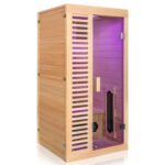 Dewello Hamlin Infrarotkabine 90x90 cm, 1 Person, Hemlock, Keramikstrahler, LED, Bluetooth – Bild 3