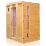 Dewello Pierson Infrarotkabine 160x105 cm, 2–3 Personen, Hemlock, Vollspektrum, LED, Bluetooth – Bild 9