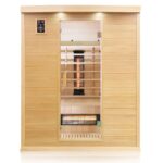 Dewello Pierson Infrarotkabine 160x105 cm, 2–3 Personen, Hemlock, Vollspektrum, LED, Bluetooth – Bild 2