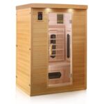 Dewello Laval Plus Infrarotkabine 135x105 cm, 1–2 Personen, Hemlock, Keramikstrahler, LED, Bluetooth – Bild 3