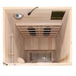 Dewello Windsor Infrarotkabine 90x90 cm, 1–2 Personen, Hemlock, Keramikstrahler, LED, Bluetooth – Bild 9
