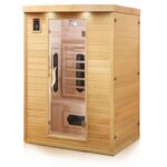 Dewello Laval Plus Infrarotkabine 135x105 cm, 1–2 Personen, Hemlock, Keramikstrahler, LED, Bluetooth – Bild 2