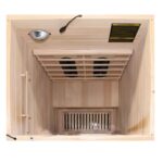 Dewello Windsor Infrarotkabine 90x90 cm, 1–2 Personen, Hemlock, Keramikstrahler, LED, Bluetooth – Bild 2