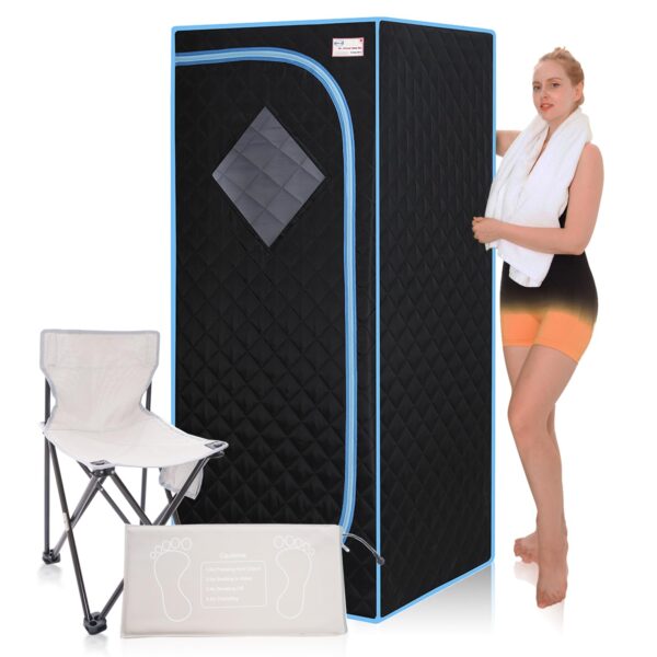 Wizzisauna Tragbare Infrarotsauna, 1 Person, Saunazelt, Heizfußpolster, Stuhl, 29,1x29,1x66,5 cm