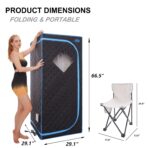 Wizzisauna Tragbare Infrarotsauna, 1 Person, Saunazelt, Heizfußpolster, Stuhl, 29,1x29,1x66,5 cm – Bild 4