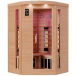 Dewello Lakefield 3 Infrarotkabine 120x120 cm, 1–2 Personen, Hemlock, Dual-Therm, Vollspektrum