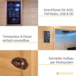 Artsauna Oslo Infrarotkabine für 2 Personen, Triplex-Heizsystem, Hemlock, LED, digitale Steuerung – Bild 5