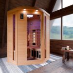 Dewello Lakefield 3 Infrarotkabine 120x120 cm, 1–2 Personen, Hemlock, Dual-Therm, Vollspektrum – Bild 2