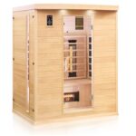 Dewello Pierson Infrarotkabine 160x105 cm, 2–3 Personen, Hemlock, Vollspektrum, LED, Bluetooth