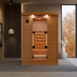 Dewello Pierson Infrarotkabine 135x105 cm, 1–2 Personen, Hemlock, Vollspektrum, LED, Bluetooth – Bild 3