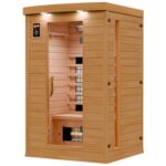 Dewello Hyder Infrarotkabine 115x105 cm, 1–2 Personen, Hemlock, Vollspektrum, LED, Bluetooth – Bild 4