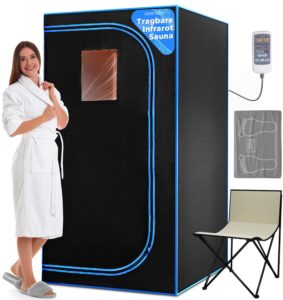 SereneLife Tragbare Infrarotsauna, faltbares Saunazelt für 1–2 Personen, bis 60 °C