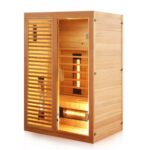 Dewello Hamlin Infrarotkabine 130x105 cm, 1–2 Personen, Hemlock, Vollspektrum, LED, Bluetooth – Bild 2