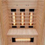 Dewello Hyder Infrarotkabine 115x105 cm, 1–2 Personen, Hemlock, Vollspektrum, LED, Bluetooth – Bild 5