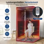SereneLife Tragbare Infrarotsauna, faltbares Saunazelt für 1–2 Personen, bis 60 °C – Bild 4